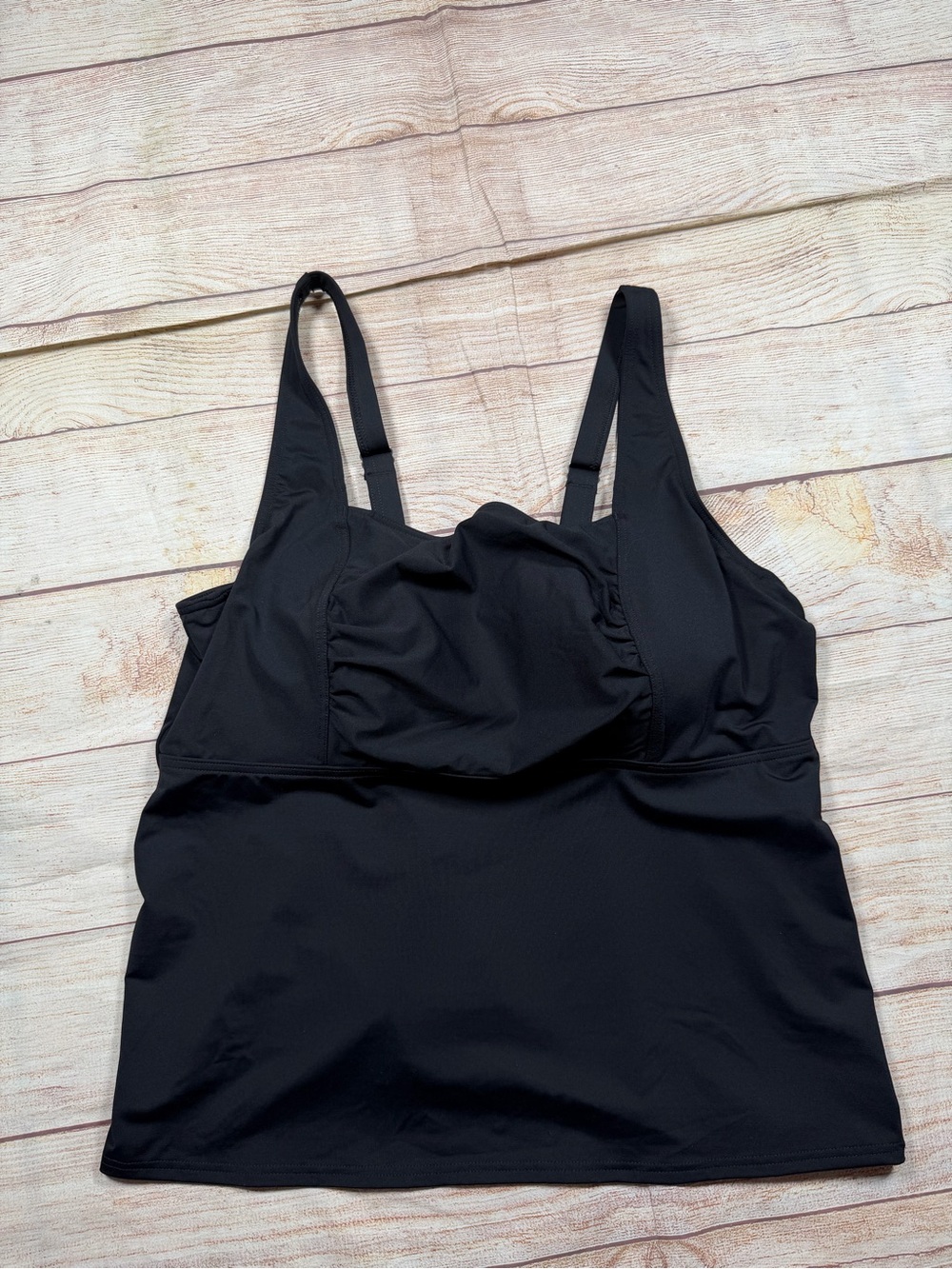 Lands' End Black Tankini Top with Adjustable Straps -Classic, Minimalist